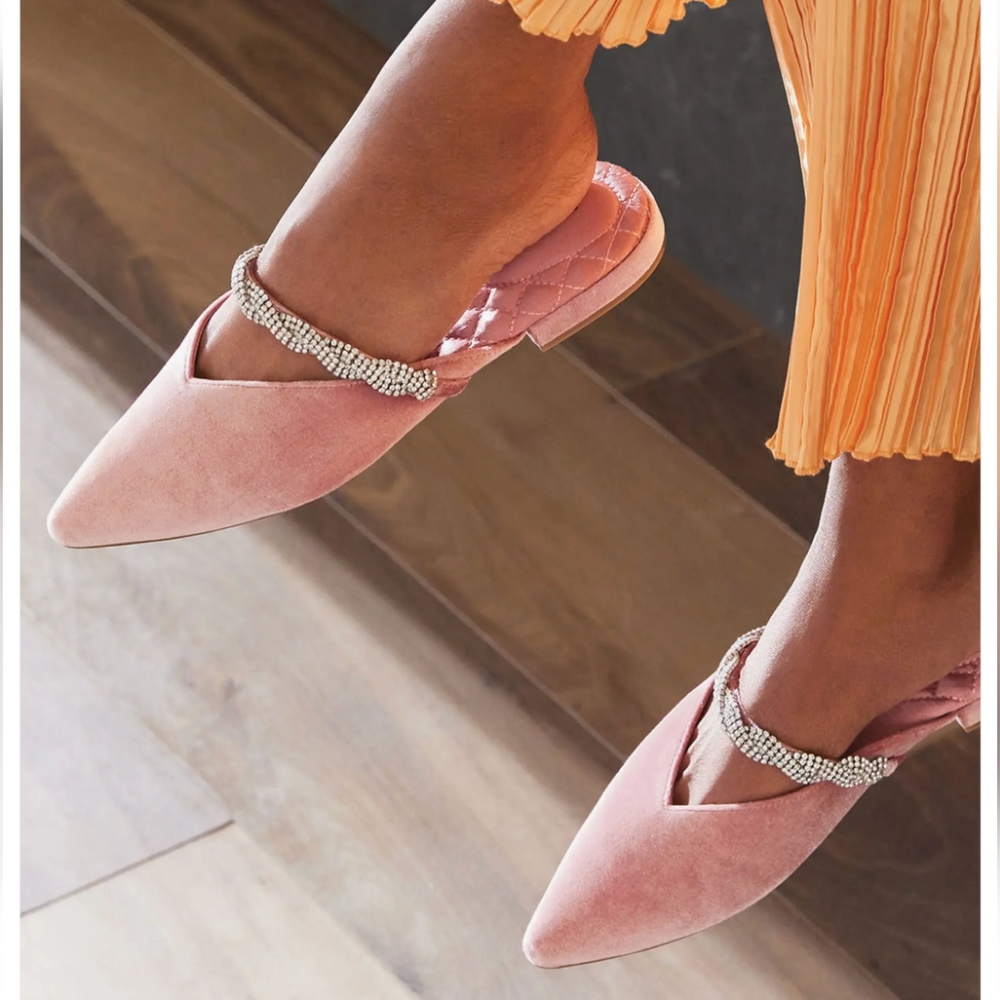 Birdies Swan Flat - Blossom Velvet with Crystal Bracelet